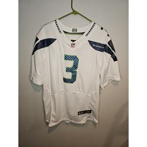 Nike NFL On-Field Sewn Seattle Seahawks Russell Wilson #3 White Jersey Size 52